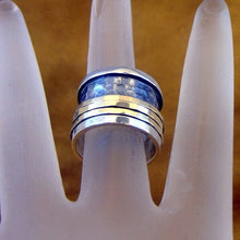Load image into Gallery viewer, Swivel Ring 9k Yellow Gold 925 Silver 5,5.5 Handmade Hadar Designers (I r146)y