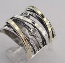 Load image into Gallery viewer, Zircon Ring 9k Yellow Gold 925 Silver 6,7,8,9,10 WILD Hadar Designers (Ms r641)