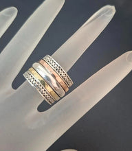 Load image into Gallery viewer, Swivel 9k Rose &amp; Yellow Gold 925 Silver Ring sz 6, 6.5 Hadar Designers (SN) LAST