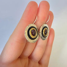 Load image into Gallery viewer, Red Garnet Earrings 9k Yellow Gold 925 Silver Handmade Gift Hadar Designers ()L