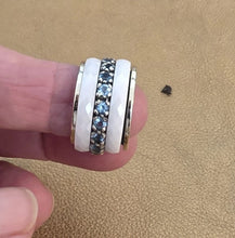 Load image into Gallery viewer, Blue Topaz Z Ceramic Ring Swivel 9k Gold 925 Silver sz 5 Hadar Designers (SN)La
