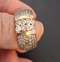Load image into Gallery viewer, White Zircon Ring 8.5 Handmade 9k Yellow Gold 925 Silver Hadar Designers (SN)y
