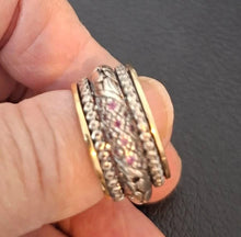 Load image into Gallery viewer, Hadar Designers Swivel 9k Yellow Gold 925 Silver Pink Zircon Ring 6.5,7 (SN)SALE