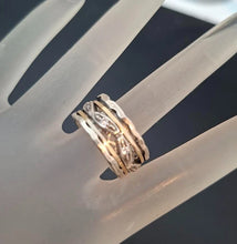 Load image into Gallery viewer, Swivel 9k Yellow Gold 925 Silver Zircon Ring sz 7.5,8 Hadar Designers (SN)Last