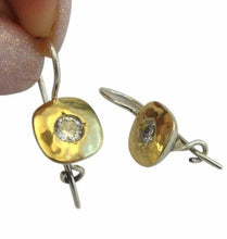 Load image into Gallery viewer, White Zircon 9k Yellow Gold Sterling Silver Earrings Handmade Hadar Designers(MS