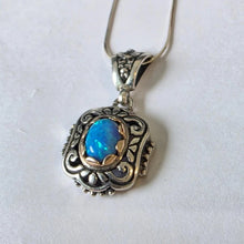 Load image into Gallery viewer, Blue Opal Pendant 9k Rose Gold 925 Silver Filigree Art Hadar Designers () Last