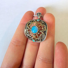 Load image into Gallery viewer, Opal Pendant 9k Yellow Gold filigree 925 Sterling Silver Hadar Designers ()Last