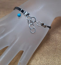 Load image into Gallery viewer, Leather Bracelet Hamasa + Hebrew Script Mazal Tov 925 Silver Hadar Designers (as