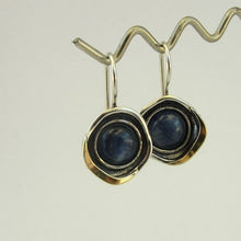 Load image into Gallery viewer, Blue Kyanite Earrings 9k Yellow Gold 925 Sterling Silver Hadar Designers () Last