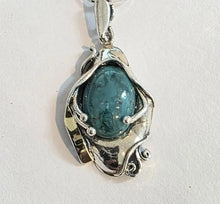 Load image into Gallery viewer, Turquoise Pendant 9k Yellow Gold Sterling Silver Handmade Hadar Designers (Last