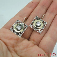 Load image into Gallery viewer, Zircon Earrings 9K Yellow Gold Sterling Silver Handmade Hadar Designers () Last