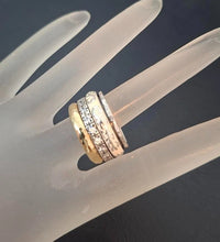 Load image into Gallery viewer, Hadar Designers Enamel Swivel 9k Gold 925 Silver Zircon Ring sz 6, 6.5 (SN) LAST