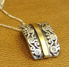 Load image into Gallery viewer, Zircon Pendant 9k Yellow Gold Sterling Silver Handmade Hadar Designers ()Last