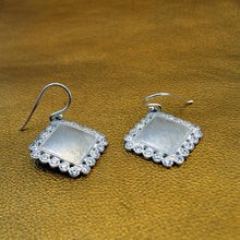 Load image into Gallery viewer, White Zircon Earrings Brushed Sterling Silver Handmade Hadar Designers  () Last
