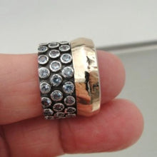 Load image into Gallery viewer, White Zircon Ring 9k Gold 925 Silver 9.5 Handmade Hadar Designers(I R552)Last