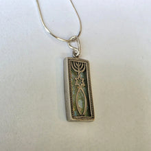 Load image into Gallery viewer, Menorah Star of David Roman Glass Pendant Sterling Silver Hadar Designers