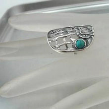 Load image into Gallery viewer, Blue Opal Ring sz 7,8,9 Art Sterling Silver Handmade Hadar Designers (H 114)Last