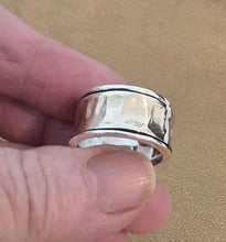 Load image into Gallery viewer, Swivel Ring 9k Gold 925 Silver sz 5.5, 6, 6.5 Handmade Hadar Designers (I r158)y