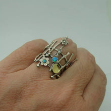 Load image into Gallery viewer, Opal Ring 9k Yellow Gold 925 Silver 6,7,8,9,10 Handmade Hadar Designers (ms 640)