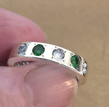 Load image into Gallery viewer, Emerald Zircon Ring size 7 Handmade 9k gold 925 Silver Hadar Designers ()LAST