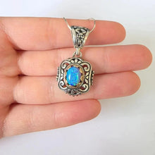 Load image into Gallery viewer, Blue Opal Pendant 9k Rose Gold 925 Silver Filigree Art Hadar Designers () Last