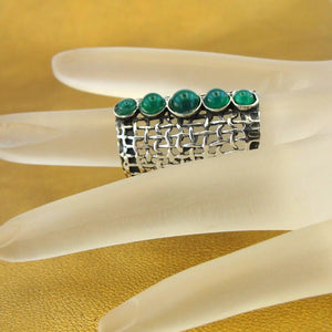 Green Agate Ring 925 Silver Sterling 7,8,9,10 Handmade Hadar Designers (H 1142)