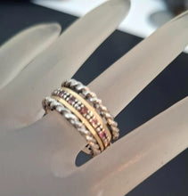 Load image into Gallery viewer, Pink Zircon Ring 7.5 Swivel 9k Yellow Gold 925 Silver Hadar Designers (SN)Last