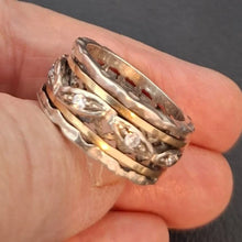 Load image into Gallery viewer, Swivel 9k Yellow Gold 925 Silver Zircon Ring sz 7.5,8 Hadar Designers (SN)Last