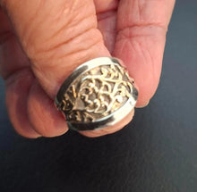 Load image into Gallery viewer, Filigree Ring 9k Yellow Gold 925 Sterling Silver size 7 Hadar Designers (I) LAST