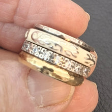 Load image into Gallery viewer, Hadar Designers Enamel Swivel 9k Gold 925 Silver Zircon Ring sz 6, 6.5 (SN) LAST