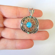 Load image into Gallery viewer, Opal Pendant 9k Yellow Gold filigree 925 Sterling Silver Hadar Designers ()Last