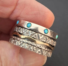 Load image into Gallery viewer, Opal Swivel Ring 9k Yellow Gold 925 Silver sz 7 Handmade Hadar Designers (SN)y