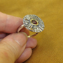 Load image into Gallery viewer, Garnet Ring 9k Yellow Gold 925 Silver sz 9 Handmade Hadar Designers () Last