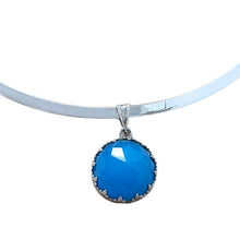 Load image into Gallery viewer, Ocean Quartz Wire Collar Pendant Sterling Silver Handmade Hadar Designers LAST