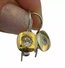 Load image into Gallery viewer, White Zircon 9k Yellow Gold Sterling Silver Earrings Handmade Hadar Designers(MS