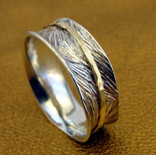 Load image into Gallery viewer, Spin Ring 9k Gold Sterling Silver 7.5, 8 Swivel Handmade Hadar Designers ()LAST