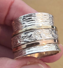 Load image into Gallery viewer, Swivel Ring 9k Gold Sterling Silver sz 8.5, 9 only Hadar Designers (B) LAST