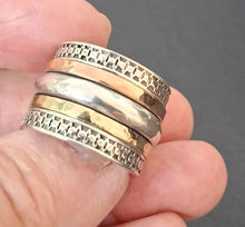 Load image into Gallery viewer, Swivel 9k Rose &amp; Yellow Gold 925 Silver Ring sz 6, 6.5 Hadar Designers (SN) LAST