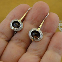 Load image into Gallery viewer, Red Garnet Earrings Handmade 9k Yellow Gold 925 Silver Hadar Designers () Last