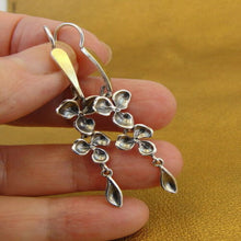 Load image into Gallery viewer, Earrings  9k Yellow Gold 925 Silver Floral  Handmade Hadar Designers(MS 1631a)
