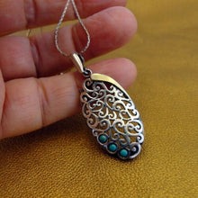 Load image into Gallery viewer, Hadar Designers Turquoise Sterling Silver 9k Yellow Gold Gift Handmade Pendant Y