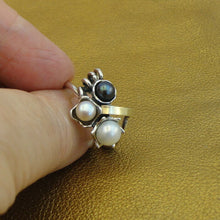 Load image into Gallery viewer, Hadar Designers Pearl Ring 5.5,6,7,8,9 Handmade 9k Yellow Gold 925 Silver (ms)Y
