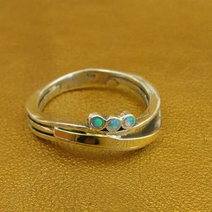 Blue Opal sz 6,7,8,9 Ring 9k Yellow Gold Sterling Silver Hadar Designers (ms)