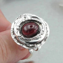 Load image into Gallery viewer, Garnet Ring sz 6,7,8,9,10 Handmade Sterling 925 Silver Hadar Designers (H) y
