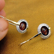Load image into Gallery viewer, Red Garnet Earrings Handmade 9k Yellow Gold 925 Silver Hadar Designers () Last