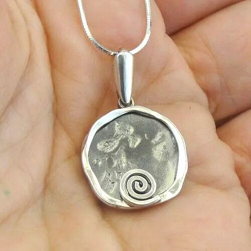 Pendant Spiral 9k Yellow Gold 925 Silver Handmade Hadar Designers (Ms 752)