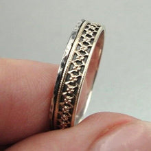 Load image into Gallery viewer, Hadar Designers Filigree 9k Gold Sterling Silver Ring sz 6.5,7,8,9,10 (I r253) Y
