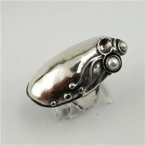 Hadar Designers White Pearl Ring 925 Silver Handmade Impressive 7,8,9,10 (H 170)
