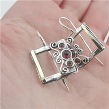 Load image into Gallery viewer, Hadar Designers Red Garnet Earrings 9k Yellow Gold Sterling Silver Gift Handmade