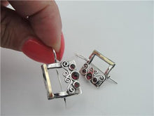 Load image into Gallery viewer, Hadar Designers Red Garnet Earrings 9k Yellow Gold Sterling Silver Gift Handmade